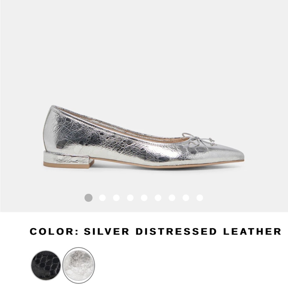 Dolce Vita Palani Ballet Flats - Silver Distressed Leather